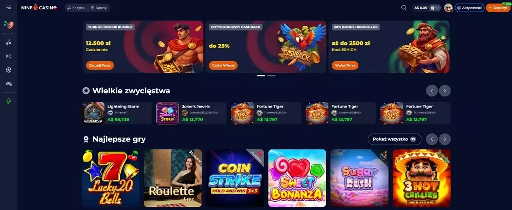 bonus bez depozytu nine casino