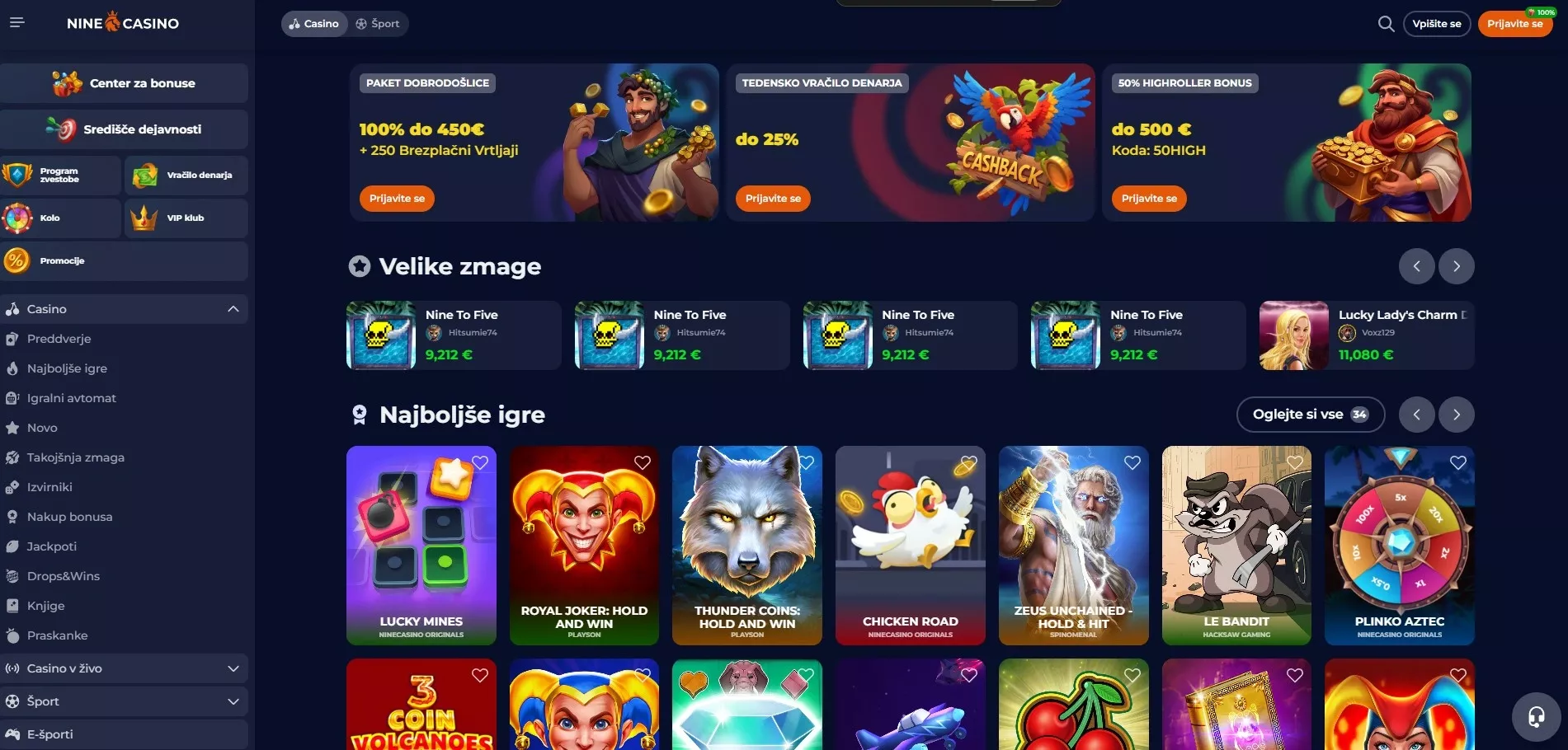 nine casino igre