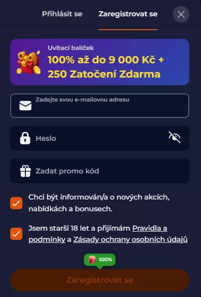 přihlášení nine casino
